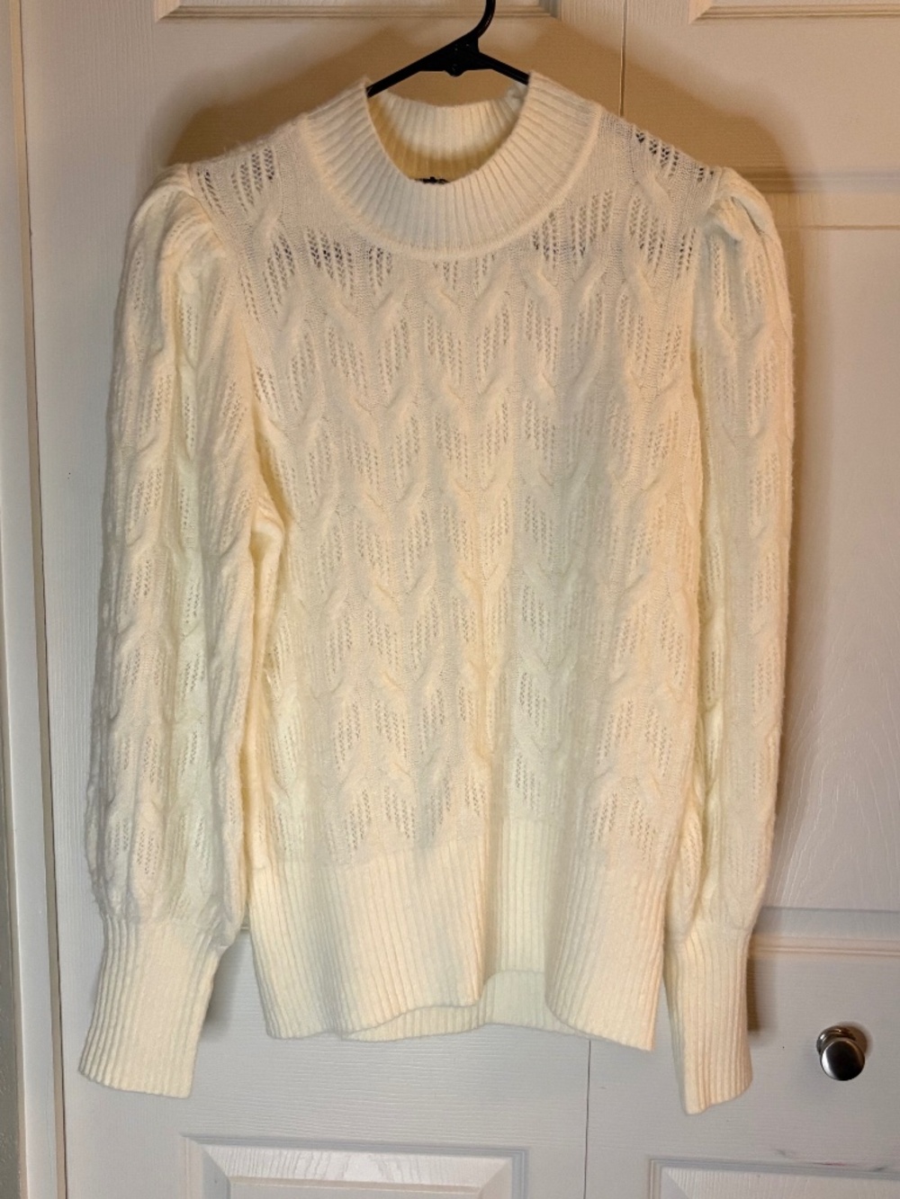 Express Ivory Pointelle Sweater M